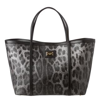 Dolce & Gabbana Grey/ Black Leopard Print Tote Bag