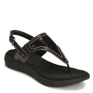 A2 by Aerosoles Womens Wip It Up Black Faux Leather Sandals