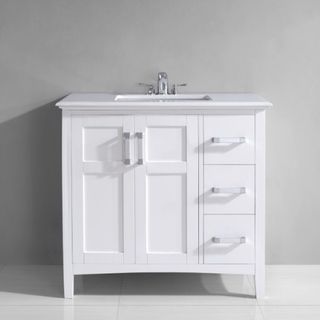 Salem 36 inch White Marble Top Single Sink Bathroom Vanity