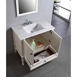 Windham Soft White 36 inch Bath Vanity with 2 Doors, Bottom Drawer and