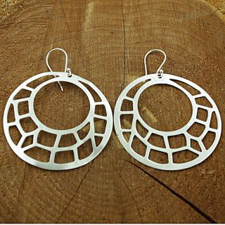 Sterling Silver Large Mosaic Cut out Earrings (Mexico)