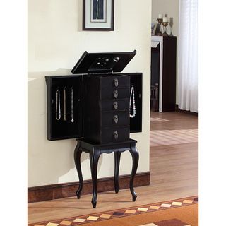 Ningbo Chinese Black MDF 4 drawer Jewelry Armoire with Mirrored Top