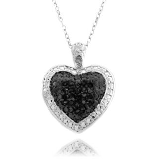 Finesque Silver Overlay 1/4ct TDW Black and White Diamond Necklace (I