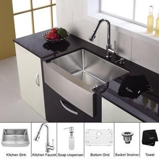 Kraus 33 inch Farmhouse Single Bowl Stainless Steel Kitchen Sink with