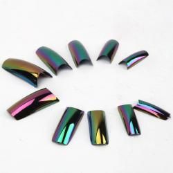 Rainbow Acrylic 100 piece French Nail Half Tips Set