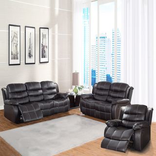 Buxton Collection Brown Bonded Leather 3 piece Living Room Set