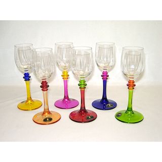 Threestar Multicolor Hand painted Italian Wine Shot Glasses (Set of 6