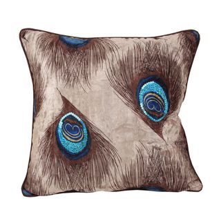 Peacock Feather 18 inch Square Throw Pillow