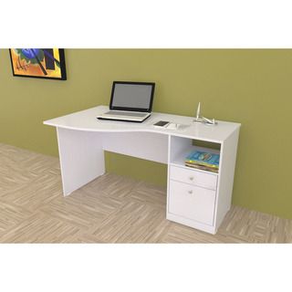 Inval White Modern Curved Top Desk