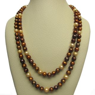 colored Chocolate Freshwater Pearl 100 inch Endless Necklace (9 10 mm