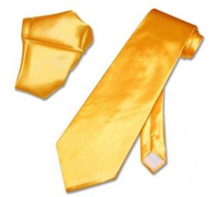 Solid Bright YELLOW GOLD Color NeckTie Handkerchief Set