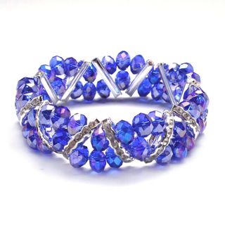 Cobalt Blue Crystal and Rhinestone Stretch Bracelet