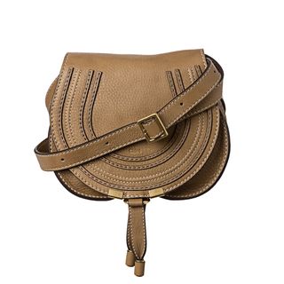 Chloé Marcie Mini Taupe Leather Round Cross body Bag