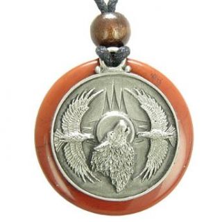 Amulet Howling Wolf Eagles Magic Medallion Circle Red