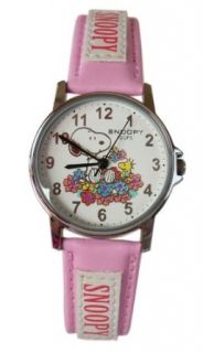 Peanuts Snoopy Watch   Pink Leather Band Snoopy Wrist