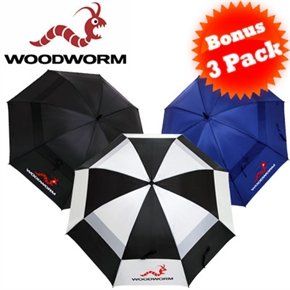Woodworm Double Canopy 60 3 Pack of New Golf Umbrellas