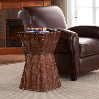 Yuko Faux Brown Leather Accent Table