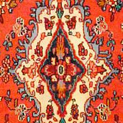 Persian Hand knotted Red/ Ivory Hamadan Wool Rug (69 x 108