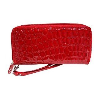 Red Croco Zipper Closing Wristlet Ladies Wallet Shoes