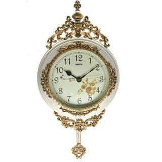 Fabulous Antique Linseng Wooden Pendulum Ivory Wall Clock ( 24x15