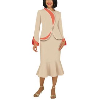 Divine Apparel Womens Plus Asymetrical Peplum Suit