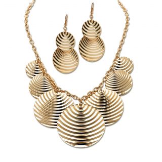 Toscana Collection Goldtone Multi Disk Necklace and Earring Set