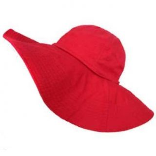 Cherry Red Wide Brim Cotton Floppy Beach Sun Hat Clothing