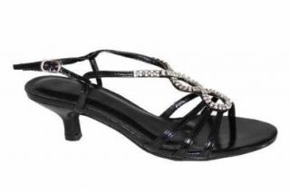Ladies Low Heel Black Evening Party Sandals 11 Shoes