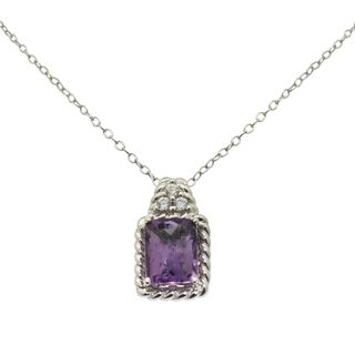 Sterling Silver Amethyst and Cubic Zirconia Necklace