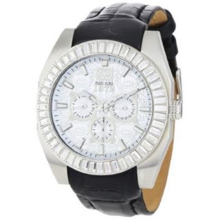 Marc Ecko Mens Black Leather Strap Silver Dial Watch Today $154.99