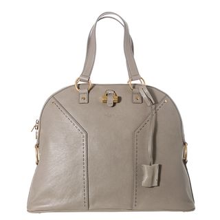 Yves Saint Laurent Muse Light Grey Textured Leather Tote Bag