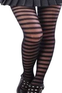 Runway Goth Black Tights/pantyhose Opaque+sheer Striped