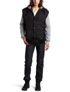 Burnside Young Mens Typo Vest With Fleece Sleeves, Black