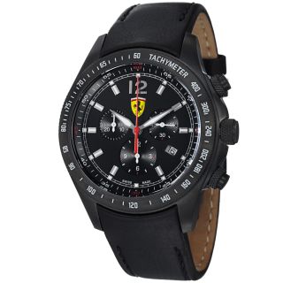 Ferrari Mens Scuderia Black Dial Chronograph Quartz Watch MSRP $