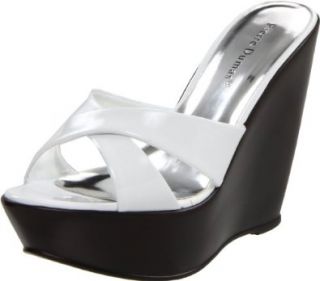 Pierre Dumas Womens Katwalk 1 Wedge Sandal,White Patent,5 M US Shoes