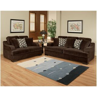 Kailer Chocolate Suede 2 piece Sofa and Loveseat Set