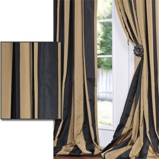 Gold Stripe Faux Silk Taffeta 120 inch Curtain Panel