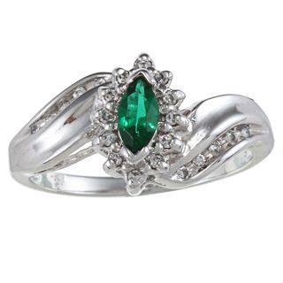 Sterling Essentials Sterling Silver Marquise cut Green Cubic Zirconia