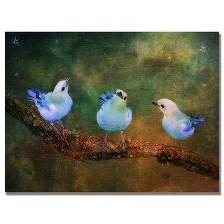 Lois Bryan Three Little Blue Birds Canvas Art