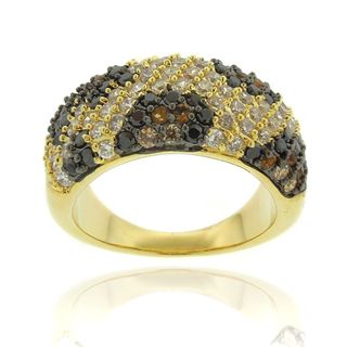 Silver Overlay Cubic Zirconia Leopard Print Ring