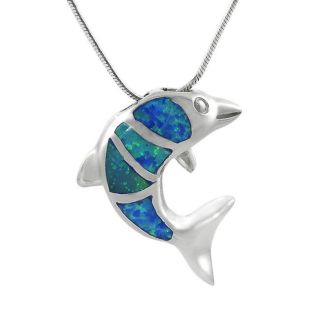 Tressa Sterling Silver Blue Opal Dolphin Necklace