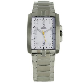 National Geographic Mens Canyon White Dial Silvertone Stainless Steel