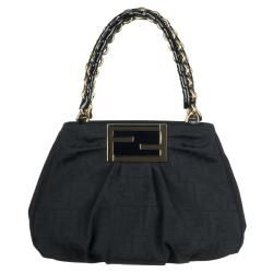 Fendi 8BR615 Small Black Canvas Shopper Bag