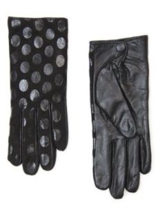 Mango Womens Polka Dot Leather Gloves   Polka C, Black, S