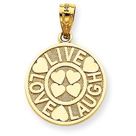 14k Gold Live Love Laugh Circle Pendant Jewelry