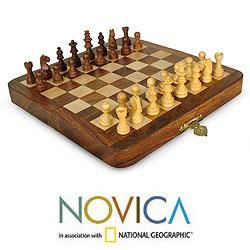 Sheesham Wood and Kadam Wood Traveling Strategist Chess Set (India
