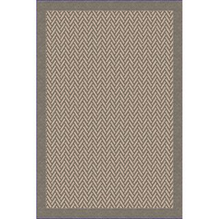 Woven Indoor/ Outdoor Herringbone Grey/ Beige Patio Rug (53x76