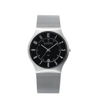 Skagen Mens Denmark Stainless Steel Black Dial Watch Today $76.99
