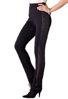 Denim 24/7 Womens Plus Size Faux Leather Trim Pants