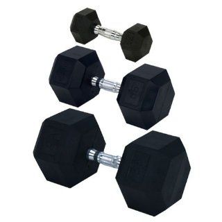 Champion Barbell 70 lbs. Rubber Encased Solid Hex Dumbells